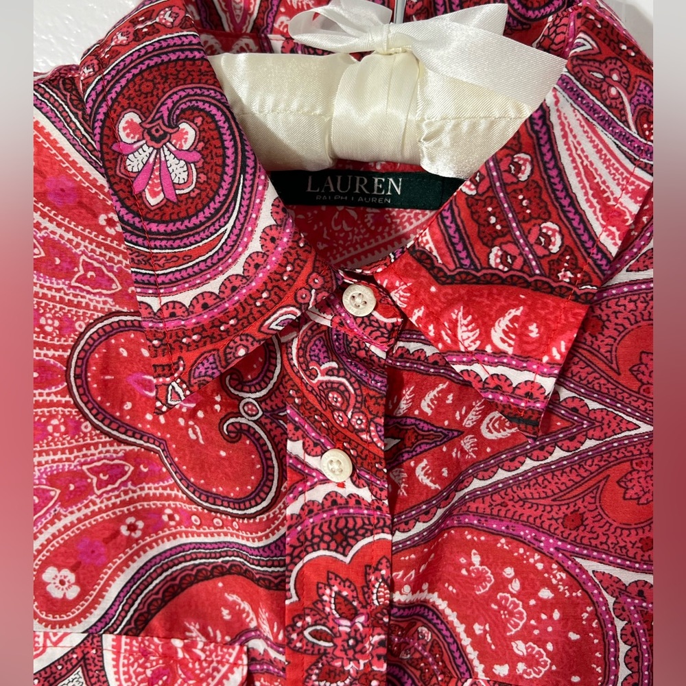 Lauren Ralph - Women’s Paisley-Print Shirt /Long Sleeve / Buttondown Blouse - Picture 8 of 11